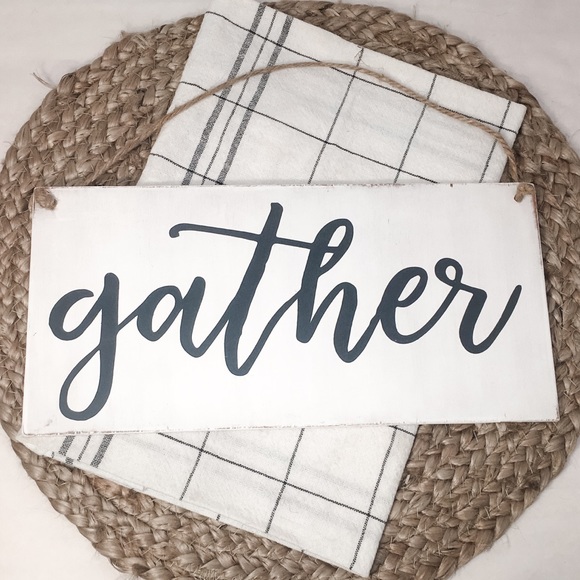 🛒2/$30!🛒 Gather- HANDCRAFTED PAINTED WOOD SIGN - Picture 3 of 6